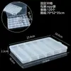 Caja de almacenamiento de escritorio de plástico con rejilla, 10, 15 y 24 botones transparentes, para accesorios de pesca, joyería y cosméticos.