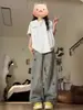 Jeans Bordados Lavados para Perros Talla Grande mm 2025 Nuevos Pantalones Rectos de Pierna Ancha de Cintura Alta Sueltos para Mujer Americana