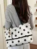 Bolsa de lona con lunares estilo coreano para mujer, nuevo modelo de verano 2026, bolso de mano de gran capacidad, bolso de hombro casual para el día a día