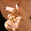 Joyería de Mano Transfronteriza Europea y Americana Anillo Abierto de Línea en Forma de 8 Acero de Titanio Chapado PVD Oro de 18K Estilo Frío Simple Anillo para Dedo de Comida