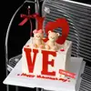 2.14 Decoración de Pastel para el Día de San Valentín Figura de Osito Lindo Sentado Rojo Amor Acrílico Inserto Decorativo para Hornear