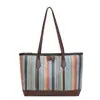 Bolso de Playa con Bloques de Color Rayas de Moda Tejido de Paja Colgante 2026 Estilo Coreano Elegante Nuevo Patchwork Veraniego