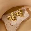Pendientes de Estilo Europeo y Americano con Tacto Metálico, Clavos Espirales Irregulares Geométricos de Acero de Titanio, Pendientes Versátiles de Nicho de Acero Inoxidable para Mujer