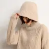 Cashmere 2025 Outono e Inverno Novo Chapéu de Pescador Plano Espessado Simples Estilo Coreano Bolsa Chapéu de Tricô
