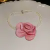 Collar de Flor de Tela Coreana Multicapa de Perlas para Mujer, Choker de Lujo Ligero, Cadena para Clavícula, Collar de Moda Versátil