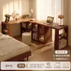 Escritorio de Madera Maciza 2025 Nuevo Estilo Tocador de Esquina para Habitación de Niñas y Armario Integrados Escritorio de Computadora Doble con Forma de L para el Hogar