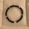 Pulsera de Moneda de Plata de Ley S925 con Ágata Negra, Elegante y Sencilla, Versátil para el Uso Diario, Exquisita y Apilable, Joyería Unisex