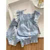 Pijama Suave de Renda Estilo Francês para Mulheres, Camisola Shorts de Algodão Nuvem para o Verão, Roupa de Casa