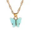 Colar de Borboleta Transfronteiriço Novo Acrílico Colorido Doce Feminino Versátil Corrente da Clavícula Celebridade da Internet Distinta Pessoas da Moda Colar