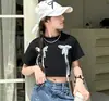 Calças de Verão para Meninas 2025 Novo Estilo Cintura Elástica Calças Jeans com Estampa de Laço Calças Wide-Leg Moda Primavera