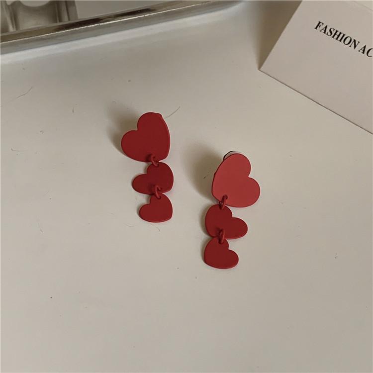 红色爱心组合耳钉