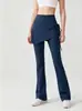 Pantalones de Yoga para Mujer Verano Otoño Fitness Falso Dos Piezas Pantalones con Falda Levantamiento de Glúteos Ajustados Pilates Pantalones de Campana Conjunto Deportivo