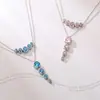 Conjunto de Colar Europeu e Americano Transfronteiriço de Zircônia, Pingente Rosa, Joia de Corrente para Clavícula, Design de Nicho, Versátil, de Alto Padrão, Romântico