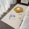 Tapete Grosso de Pele de Coelho Sintética para Quarto, Sala de Estar, Mesa de Centro, Cor Sólida, Simples, Pelo Longo, Tapete para Quarto, Tapete de Janela de Canto