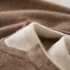 Otoño e Invierno Nuevo Nuevo Tejido de Punto de Cachemira 100 Pura para Mujer Tejido de Punto de Combinación de Colores Camiseta de Fondo Suelta de Cuello Redondo