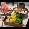 Prato de Legumes Especiais Comercial Restaurante de Panela Quente de Cobre Antiga Pequim Utensílios de Mesa Cesta de Bambu Artesanal Retro Chinesa