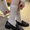 Youjiaxiu Calcetines para Mujer Otoño Invierno Nuevos Estilo Coreano Color Sólido Estilo Ins Calcetines Apilables Canalé 3D Hasta la Pantorrilla Calcetines de Algodón