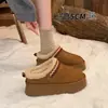 Botas de Inverno Birkenstock 2026 Botas de Neve Quentes Pantufas de Outono Inverno Pantufas de Algodão com Pelo Veludo Plus Calçados Externos Femininos Aumentador de Altura Sola Grossa