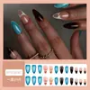 Popular Europeu e Americano Azul Lago Marrom Rosa Manicure Estampa de Leopardo Estiloso Tendência Estilo Francês Unhas Usáveis 24 Peças Adesivos de Unha