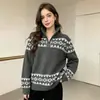 Suéter de punto jacquard para mujer de Amazon con cuello, nuevo suéter de punto para mujer de otoño e invierno, comercio exterior ruso, suéter para mujer de estilo europeo y americano