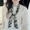 Colar Lenço de Seda com Contas Vintage para Mulheres, Floral, Artístico, Estilo Fresco, Acessório de Pescoço Longo, Decoração da Moda, Lenço Estilo Faculdade