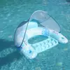 Cama flotante con parasol retro, tumbona inflable, hamaca flotante con respaldo plegable, balsa flotante inflable