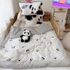 Ins Fofo Bebê Panda Doudou Colcha Classe A Infantil Primavera, Outono e Inverno Algodão Puro Fio Duplo Soja Ar Condicionado Colcha