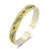 Pulseira de prata de lei 9999 método antigo cor esmalte pena de fênix vintage estilo nacional pulseira de prata novo estilo chinês coração aberto sutra