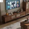 Mueble de TV vintage de madera maciza para sala de estar, modelo nuevo con tejido de ratán, mesa de centro combinada de pie, mueble de almacenamiento, mueble de pie
