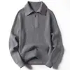 Suéter con solapa y cremallera para hombre, estilo coreano 2023 primavera y otoño, moderno, holgado, color liso, cuello alto, suéter abrigo
