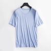 Camiseta Básica de Verano para Hombre Tangge de Seda de Morera Cuello Redondo Manga Corta Camiseta de Punto Doble Cara de Seda Camiseta