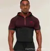 Ropa Deportiva con Capucha de Manga Larga Popular para Hombre, Fitness, Secado Rápido, Transpirable, Elástica, Media Cremallera, Ropa de Entrenamiento Gymshark