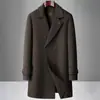 Ropa de Abrigo para Hombre 100% Lana Otoño e Invierno 2025 Plumón de Ganso Blanco Forro Desmontable Doble Botonadura Chaqueta Cálida de Negocios Juvenil