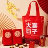 Bolsa de casamento com frete grátis, bolsa de presente portátil, sacola de compras de casamento à prova d'água de grande capacidade, bolsa de armazenamento vermelha para o grande dia