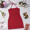 32917 Ropa europea y americana para mujer de Amazon transfronteriza, con intrincada artesanía, adornos de pedrería, un diseño sexy transparente, corte ajustado y tirantes que abrazan los brazos