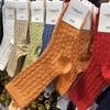 Calcetines Coreanos, Calcetines de Mujer de Cintura Media, Calcetines de Mujer con Textura de Patrón de Cáñamo, Calcetines de Algodón de Moda Retro para Mujer Gg Otoño e Invierno de Media Pantorrilla para Niñas