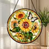 Ornamentos coloridos de vidro com girassol e borboleta transfronteiriços, decorações de vidro para casa, decorações de janela, apanhadores de sol para jardim