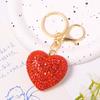 Chaveiro Coração de Resina da Moda Cheio de Strass Coração Pêssego Acessório de Chave para Bolsa Ornamento Chaveiro Fivela Pendente Atacado