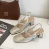 Elegantes zapatos Mary Jane de estilo francés con pedrería para mujer, nuevos para la temporada primavera/verano 2026, sandalias versátiles de tacón alto con punta cerrada y sin talón, estilo vintage