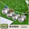 Copo de Água Esportivo Portátil para Exterior de Aço Inoxidável para Montanhismo com Alça Copo Multifuncional Resistente a Quedas Copo de Café para Acampamento