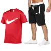 Traje de Verano Europeo y Americano para Hombres y Mujeres Camiseta de Algodón Pantalones con Cremallera Conjunto Casual Deportivo de Dos Piezas