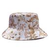 Sombrero de pescador estampado imitación seda estilo étnico sombrero de moda retro para niños ala ancha protección facial a prueba de viento sombrero tipo cubeta comercio exterior Mayoreo