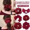 Laço de Cabelo de Xadrez Vermelho com Atmosfera de Ano Novo Estilo Coreano, Corda de Cabelo para Mulheres, Laço de Cabelo de Outono e Inverno de Alta Qualidade, Acessório de Cabelo Retrô