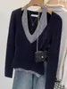 [Andy Rong Lavado] Suéter de Punto Trenzado Falso de Dos Piezas con Cuello en V y Mangas Largas para Mujer, Nuevo Estilo Otoño 2026, Top de Capa Interior