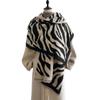 Bufanda Cálida de Cachemira para Mujer Otoño e Invierno Elementos de Patrón de Cebra Moda Combinable Elegante Longitud Media Chal Bufanda para Aire Acondicionado