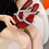 Sandalias transparentes de punta abierta para mujer, calzado de verano para exteriores, punta cuadrada, tacón grueso, zapatos de tacón alto, nuevo modelo 2025, sandalias de meter con pedrería, sandalias de tacón medio