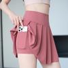 Saia Plissada de Bolso Roupas de Exterior Femininas Saia de Tênis Anti-Exposição Esportes ao Ar Livre Saia Curta Fina Tamanho Grande Justa Calças de Saia para Yoga