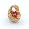 Bolso pequeño cruzado de ganchillo de rafia con flores, colgante estilo japonés ins, accesorio tridimensional, estilo pastoral, en stock del fabricante
