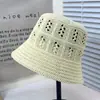 Sombrero de Pescador Tejido Hueco Transpirable Estilo Coreano para Mujer Nuevo Sombrero Cubeta con Protección Solar para Viajes de Verano Versátil