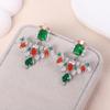 Aretes Retro de Alas de Ángel con Micro Zirconia Removibles para Uso Múltiple Elegantes con Zirconia de Gota de Agua Esmeralda